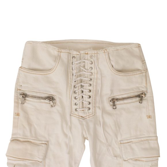 NEW UNRAVEL PROJECT White Denim Tie Up Jeans Size 24 $1015 - Picture 2 of 4